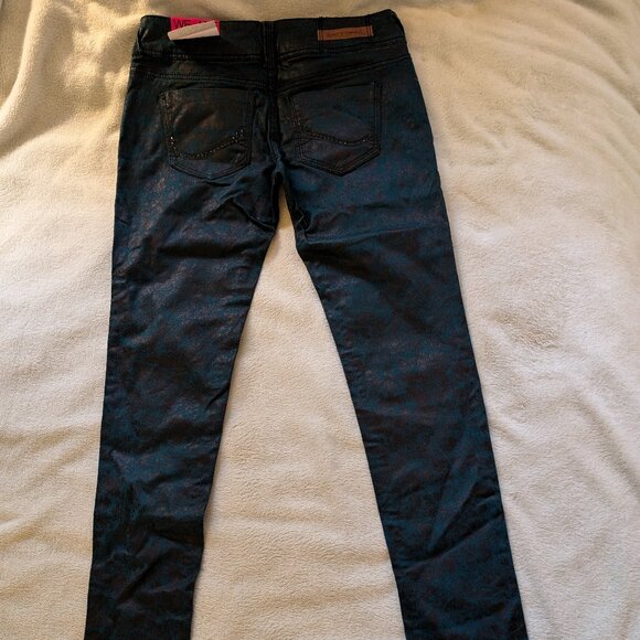 ALMOST FAMOUS Girl's Pants Jeans Skinny Coated 3 Always Fabulous Teal Black NWT - Picture 7 of 10